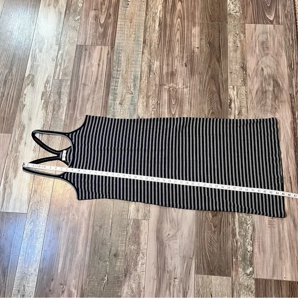 Madewell Womens Racerback Midi Tank Dress Large Striped Ribbed Navy Blue White - Picture 13 of 14